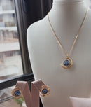 Conjunto de Colar e Brinco de Cianita Azul - Coleção Fragmentos