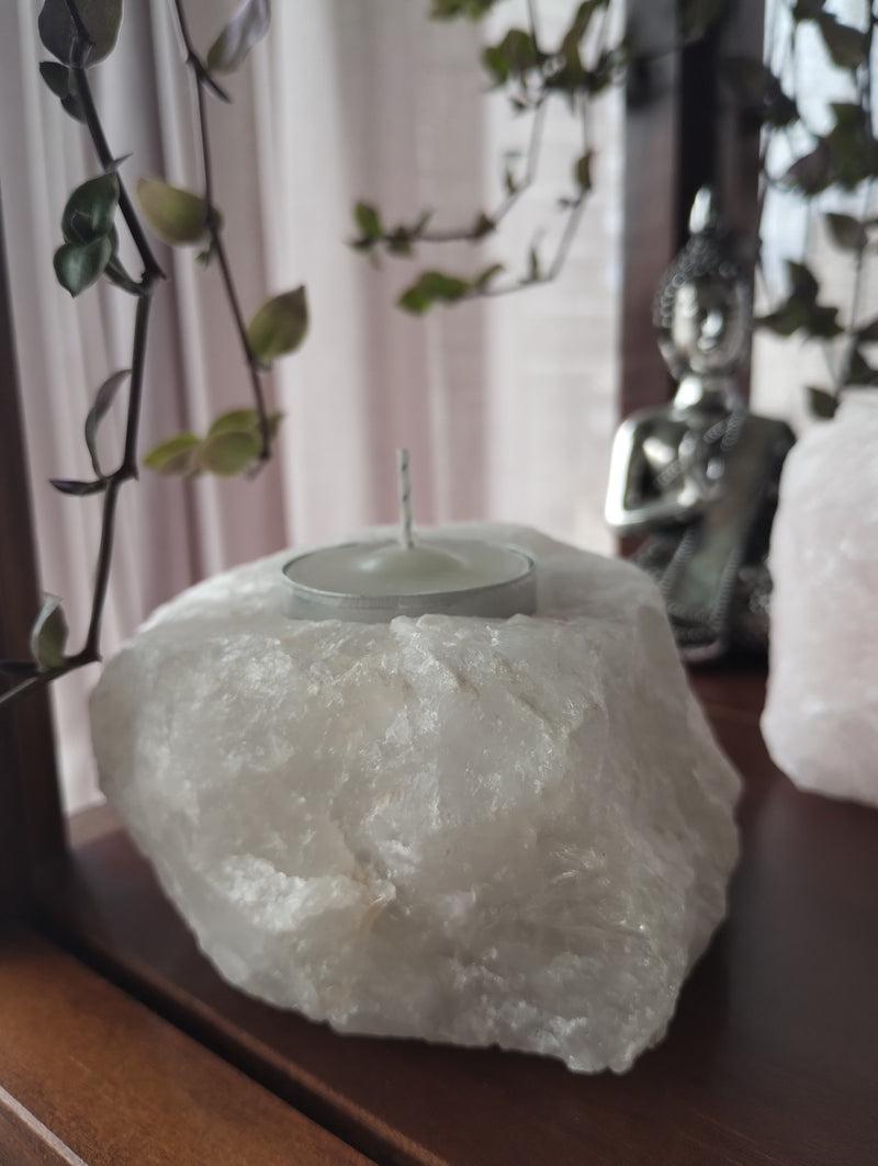 Porta Velas - Quartzo Branco